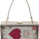 Pearl&she Diamond Women Evening Handbags Purse Minaudiere Clutch Bag,Stack of Cash Dollars Crystal Clutch Purses