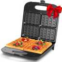 Aigostar Waffle Maker, 4-Slice Nonstick Waffle Iron, 1400W Square Waffle Machine with Indicator Lights for Hash Browns, Snacks, Breakfast & Lunch, Easy to Clean, PFOA Free, ETL Certificated, Black