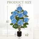 3FT Blue Hydrangea Artificial Flowers Tree 2 Pack Large Real Touch Faux Silk Hydrangea Plants Potted Fake Flower in Black Pot for Home Indoor Outdoor Front Porch Garden Entrance Living Room Decor