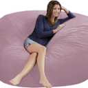 6FT Giant Bean Bag Chair Cover - Soft Fluffy Dutch Velvet Comfy 6FT Bean Bag Bed, Oversized Lazy Sofa Cover for Adults and Kids (No Filling, Cover Only) (Gray Purple)