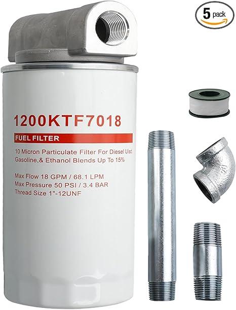 496 Fuel Tank Filter Assembly Gasoline and Diesel Water Separate 30 Micron Max 25 Gpm 150 Psi B10-AL