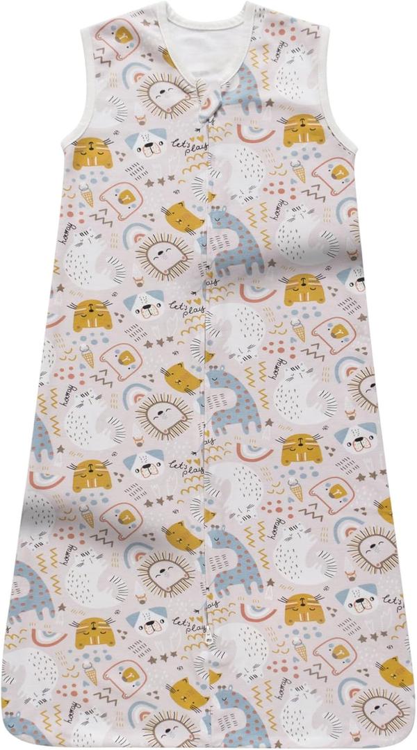 Little Tots Baby Sleep Sack, Comfy Zipper Baby Wearable Blanket, 2-Way Zipper 100% Cotton Toddler Sleeping Sack TOG 0.5 (S(15.7 X 30.3 inches), Animals)