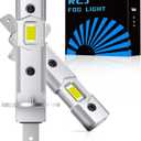 RCJ H1 Bulbs, 1:1 Mini Size H1 Fog Light Bulbs, 16000LM 600% Brighter 6000K Cool White, Plug and Play No Adapter Required, Pack of 2