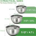 Mixing Bowls with Airtight Lids, Stainless Steel Nesting Bowl Set with Clear Lids & Valve, 3 Essential Sizes (1.5/3/5 QT), Measurement Marks, Non-Slip Silicone Base, Food Prep & Fridge Storage, Black