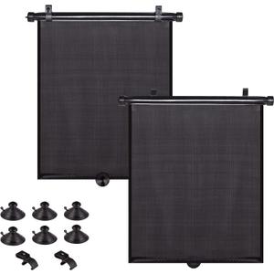 Car Sun Shade Side Window, Retractable Car Roller Shades for Side Window Blocks Harmful Sun Glare and Heat(Large-18''x20'')