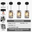 3 Pack Black Pendant Lights Kitchen Island, Kitchen Island Dining Room Light Pendant Lighting Fixtures High end Crystal Chandelier Over Island Table Modern Hanging Light for Bar Dining Room