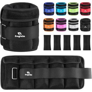 Fragraim Adjustable Ankle Weights 1-3/4/5/6/8/10/12/15/20 LBS Pair with Removable Weight for Jogging, Gymnastics, Aerobics, Physical Therapy (Black)