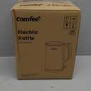 COMFEE' 1.7L Double Wall Electric Tea Kettle and Kettle Water Boiler, 100% Stainless Steel Interior & Lid & Spout, Two-Level Wide Open Lid, 1500W Fast Boiling, Auto-Off and Boil-Dry Protection