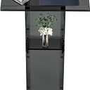 43" Semi-Transparent Black Acrylic Podium&Lectern Stand Portable with Storage Shelf, pulpits for Churches, for Speech, for Presentation, Shtender