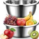 3 Pcs Large Stainless Steel Mixing Bowls, 15 Quart Oversized Metal Bowls for Serving, Baking, Mixing, Marinating, Home Cooking or Commercial Use