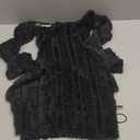 Sexy Off Shoulder Fuzzy Y2K Mini Dress for Women Strappy Backless Long Sleeve Party Club Birthday Dresses Date Night Black,M