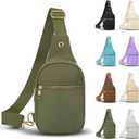 2 x VOROLO Large Sling Bag,Crossbody Bags For Women and Men with Ajustable Strap Trendy Sling Khaki Green
