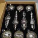 Mercury Glass Christmas Ornaments Silver Hanging Balls with Different Shapes for Xmas Tree Decor,Vintage Finials Luxury Christmas Decoration Hanging Bauble for Neutral Holiday Winter Wedding-Set Of 10