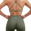 SUUKSESS Women Seamless Workout Sets Strappy Sports Bra High Waist Booty Shorts Outfits (2-4, #1 Army Green)