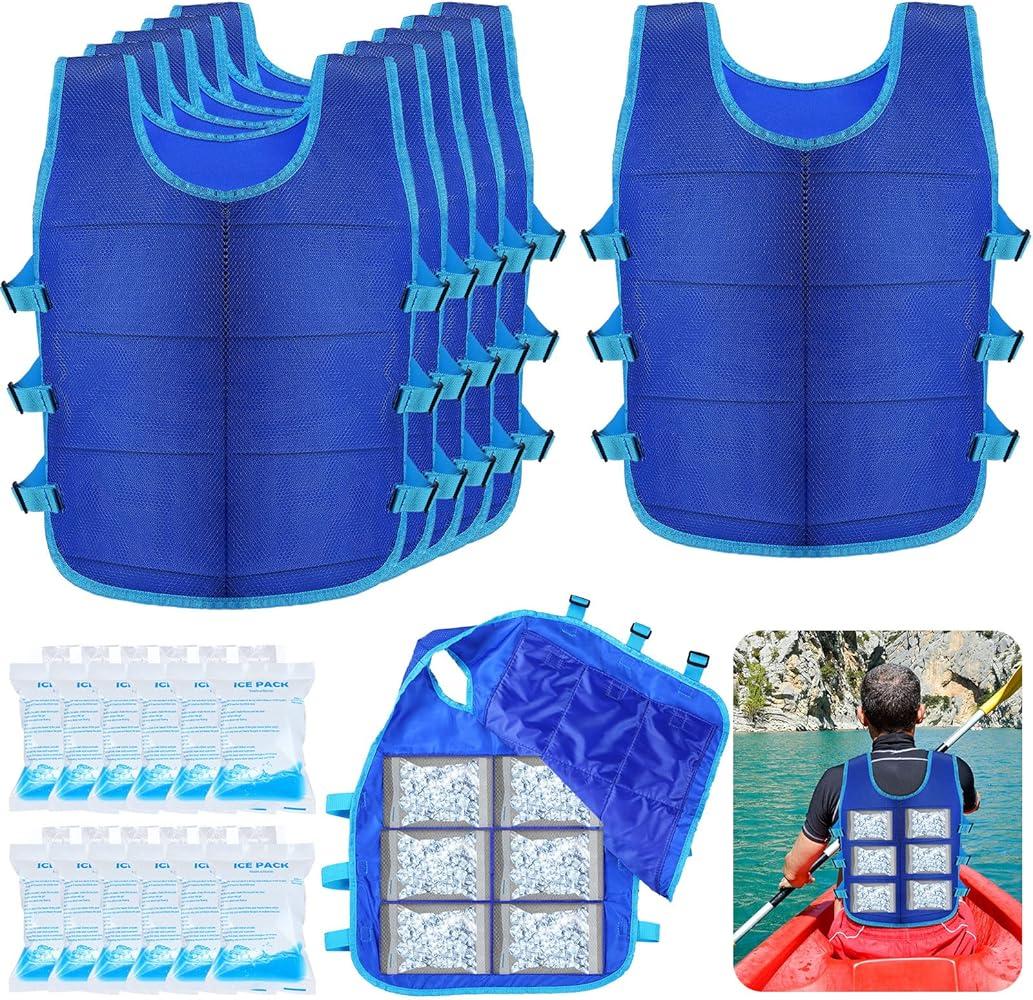 Hicarer 6 Pcs Cooling Vests Men Women, Ice Vest with 72 Ice Packs, Cool Jacket for Hot Weather Summer Workout