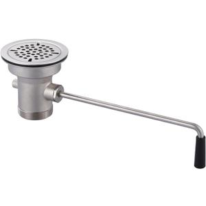 Commercial Sink Drain: 3-1/2" Sink Opening Waste Drain Valve - Brass Commercial Kitchen Sink Drain with Twist Handle - Prevents Sink Clogged Overflow for Commercial Restaurant Multi-Basin Sink