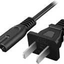 AC 2 Prong C8 Power Cord 5ft Standard 2-Slot for TV PS4 PS5 Speaker Monitor Xbox Wall Power Cable Replacement Black