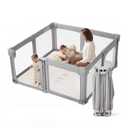 Baby Playpen Portable, Pre-Assembled Play Pen 59x59 Large Foldable Playpen for Babies and Toddlers, Sturdy and Safe Toddler Play Yard Indoor Outdoor with Carry Bag,Grey