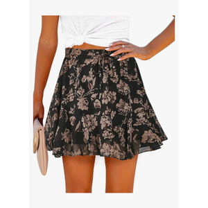 Womens Summer Flowy Shorts Casual Boho Floral Skorts Ruffle Mini Skirts Running Tennis Chiffon Butterfly Shorts, Size Large