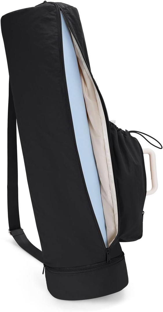 sportsnew Puffy Yoga Mat Bag Yoga Gym Bags for Women Men, Full-Zip Pilates Bag with Wet Pocket & Side Zip Drawstring Pocket Fits Tumblers with Handle, Yoga Mat Storage for Carrier Quick Access
