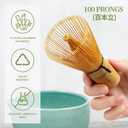 YIBO Matcha Whisk Set, Matcha Kit Bamboo Whisk and Ceramic Bowl with Spout & Measuring Spoon & Cup, Japanese Ceremony Matcha Tea Making Tools Blue