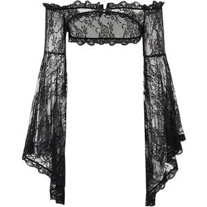 Women Goth Tops Punk Cover Ups Mesh Crop Top See Through Sexy Long Sleeve Blouse Y2k Black Rave Outfit Festival (Small)