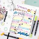 Coloring Markers Pen, Dual Brush Tip Marker for Adult Coloring, 34 Color Calligraphy Brush Fine Tip Pen for Beginner Journal Planner, Drawing, Doodle