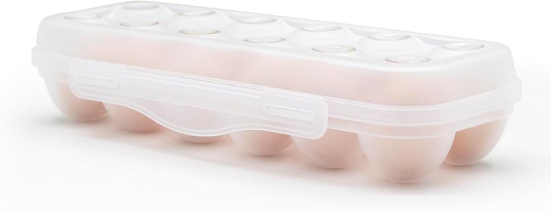 Egg Holder for Fridge, Egg Organizer for Refrigerator, Portable Egg Tray with Lid, Stackable Egg Storage with Safety Buckle (1)