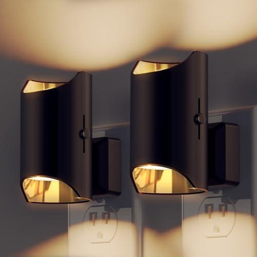 L LOHAS LED Night Light, Dimmable Night Lights Plug into Wall, Dusk to Dawn Sensor, Soft White 3000K, 0-100LM, Plug in Night Light, Modern Nightlights for Hallway Bedroom Stairway Bathroom, 2 Pack