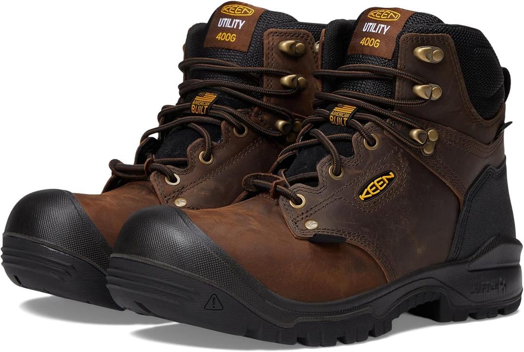 KEEN Utility Men's Independence 6” Composite Toe Waterproof 400G Insulated Work Boots, Dark Earth/ Black, 12 Wide