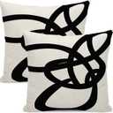 Black And White Pillow Covers 20x20 Set Of 2 Geometric Abstract Modern Art Line Throw Pillow Covers Modern Minimalist Style Decorative Square Linen Cushion Case Boho Decoration For Couch Sofa Outdoor