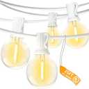 SUNSGNE 25FT G40 LED White Outdoor String Lights, White Patio Lights with 25 Shatterproof LED Clear Globe Bulbs for Patio Garden Porch Pergola Bistro Outside Decor