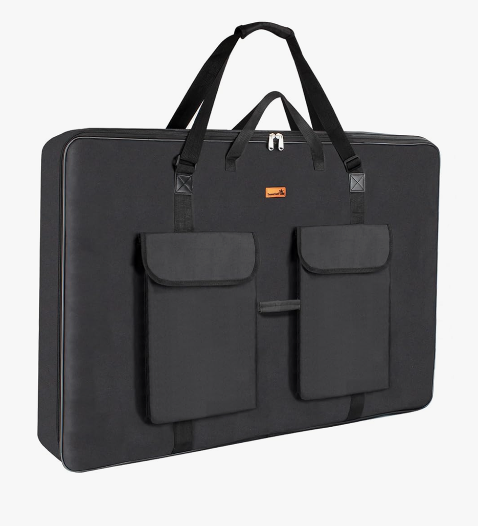 Art Portfolio Bag 36 x 48, Waterproof Artist Carrying Bag Soft Side Sturdy with Strap, Heavy Duty Storage for Artwork Drawing Canvas Poster,(Black)