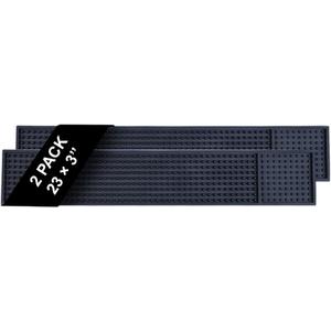 Bar Mats for Countertop by ProTensils - 23" x 3.25" Bar Rail Mat, Black Rubber Bar Mats for Bartending, Bar Service Drip Mat, Home Bar, Coffee Bar Mat Spill Matt (2 Pack)