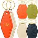 RattanView 20 Pcs Motel Leather Keychain, Motel Hotel Sublimation Blank Keychains, Personal Vintage Office Supplies for DIY and Blank Luggage Tag