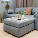 Hanobe Square Large Ottoman Tray: Extra Large White Serving Tray for Ottomans Big Leather Decorative Tray with Handles for Coffee Table Living Room 22" x 22"