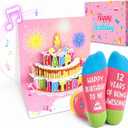 HAPPYPOP Birthday Gift Box - 8-12 Year Old Preteen Birthday Socks, 3D Musical Greeting Card