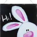 3 x Easter Wooden Door Sign Bunny Welcome Hanging Sign Rustic Farmhouse Wood Wreath Sign for Easter Spring Coffee Shop Window Home Decor