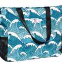 LARGE BEACH BAG Water Resistant Lightweight 20 inch Women Oversize Tote Bag for Gym Beach Travel Pool Yoga Nurse (Wave)