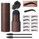 Eyebrow Powder Stamp Stencil Set, Eyebrow Stencils Shaping Kit, Long-Lasting Soft and Natural Eyebrow Powder for Women Girl, Includes Brush&Stencils, (A04#Black, 1 Kit)