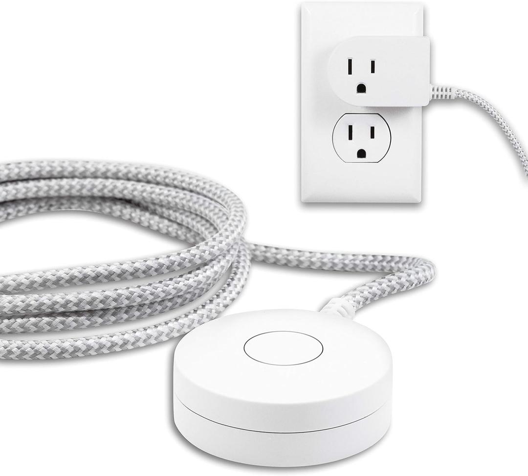 Philips Grounded Plug with Braided Cord, 6 Ft Long Power Cable, ON/Off Switch,Tabletop or Wall Mount,Perfect for Lamps/Seasonal Lights,3 Prong,Slip Resistant Base,SPS1611WA/37,White(Pack of 12)