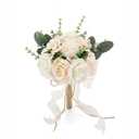 9.5In Wedding Bouquets for Bride Bridesmaid, Champagne Roses White Artificial Flowers Toss Bouquet for Wedding Party Church Decoration