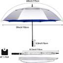 Prospo 68inch Golf Umbrella UV Protection Extra Large Oversized Heavy Duty Auto Open Double Canopy Vented Sun Rain Umbrella Windproof Blue