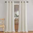 NICETOWN Linen Blend Living Room Curtains 84 inches Long, Grommet Flax Linen Burlap Semi Sheer Drapes Privacy with Light Through Window Treatments for Bedroom/Kids Room, W42 x L84