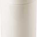 mDesign Plastic Round Trash Can Small Wastebasket - Garbage Bin Container with Swing-Close Lid - Bathroom Garbage Basket - Holds Waste, Recycling - 1.3 Gallon - Basa Collection - Cream/Beige/Natural