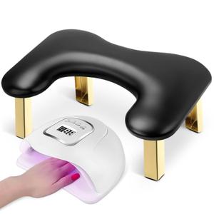 Nail Arm Rest, Arm Rest for Nails Tech, Foldable Nail Tech Client Arm Rest, PU Leather Nail Hand Rest, U Shape Manicure Hand Rests for Foot Hand Rest, Black