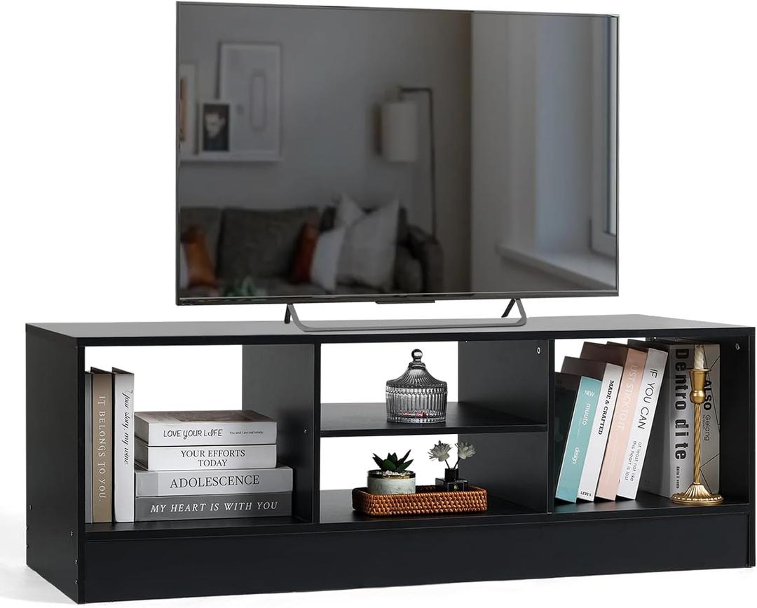 Modern 47.2 TV Stand for 55 inch TV, Farmhouse Small Entertainment Center with Storage Cabinets, Wood Media Console for Living Room, Bedroom, Office