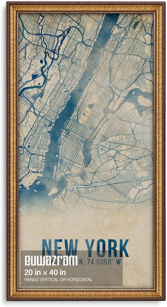20x40 Classic Gold Picture Frame - Single Frame, 20 x 40 Ornate Vintage Poster Frame for Wall Decor & Gallery Walls