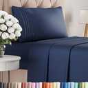 Twin Size 3 Piece Sheet Set - Comfy Breathable & Cooling Bed Sheets Set - Hotel Luxury Bedding for Women, Men, Kids, Teens, Boys & Girls - Deep Pockets, Ultra-Soft, Wrinkle Free - Oeko-Tex - Navy Blue