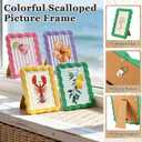 Novabright 4 Set 4 x 6 Colorful Scalloped Picture Frame Maximalist Decorative Picture Frames with Glass Front Wavy Trim Art Table Wall Hanging Whimsical Home Decor Gift (Spring Colors)